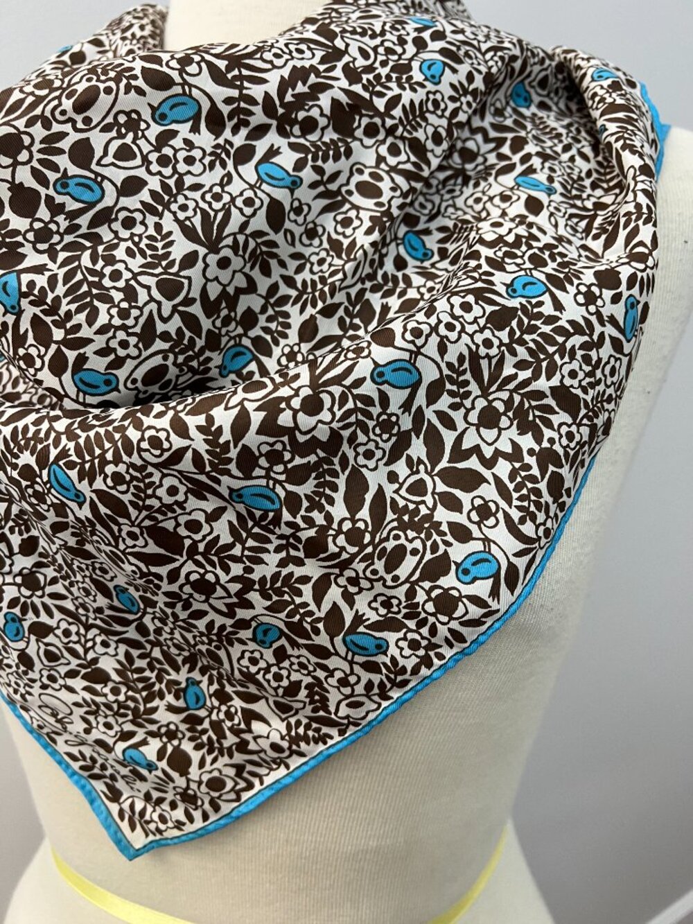 Schiaparelli Vintage 1940s 1950s Bird Floral Scarf Silk Blend